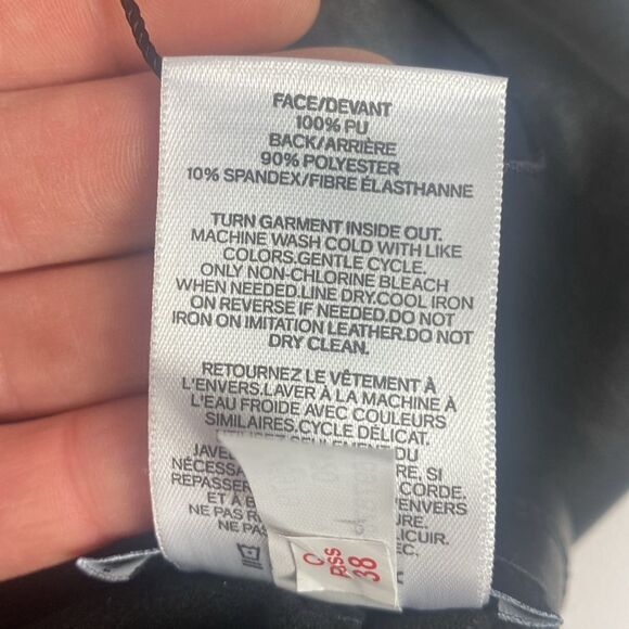 NWT High Waisted Faux Leather Stretch Ankle Leggings Size Large Petite 141 - Picture 7 of 7